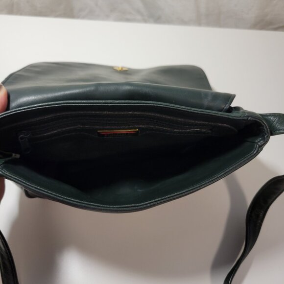 Vintage Talbots Dark Forest Green Cross-body Leather Purse - Picture 7 of 14